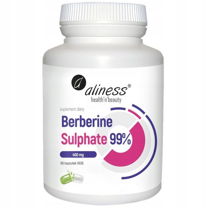berberyna berberine sulphate 99% 400mg 60 kapsułek vege aliness
