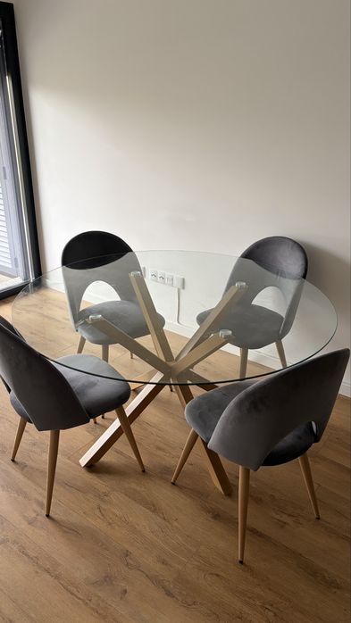 Mesa tampo de vidro redondo