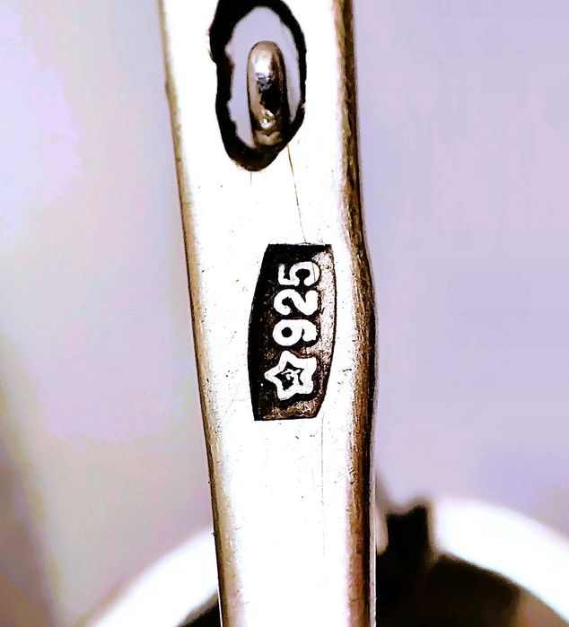 Советский крупный серебряный набор: серьги и кольцо. СССР. 925"Звезда"