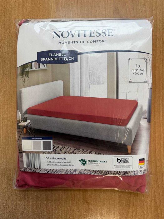 Простынь на резинке односпальная Фланель (100% Хлопок) - Германия