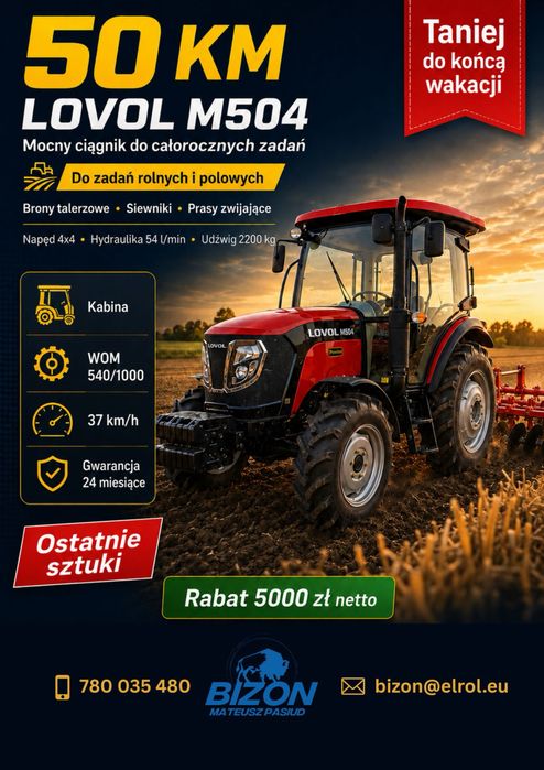 LOVOL M504 niezawodny A/C Skrzynia 12/12 Finansowanie 0%