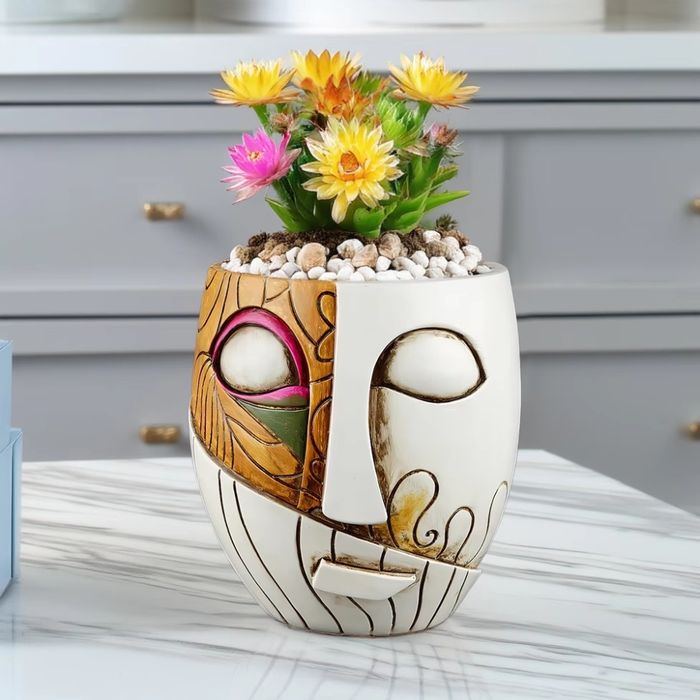 Vasos resina pintado á mão