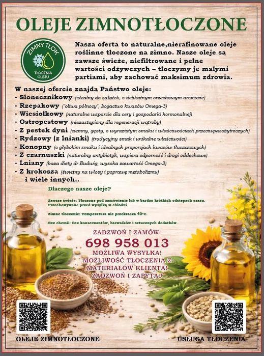 Oleje zimnotłoczone