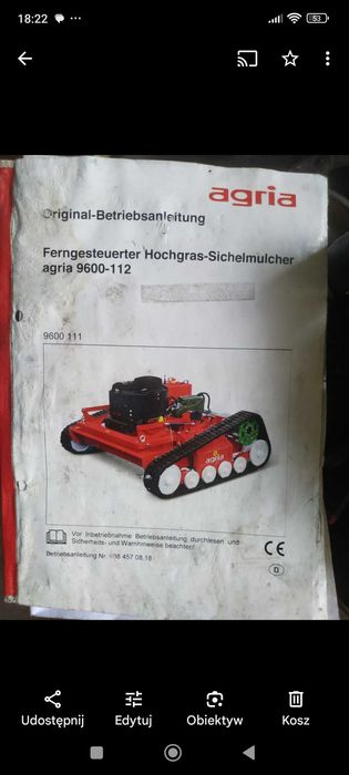 Agria 9600  kosiarka zdalnie sterowana