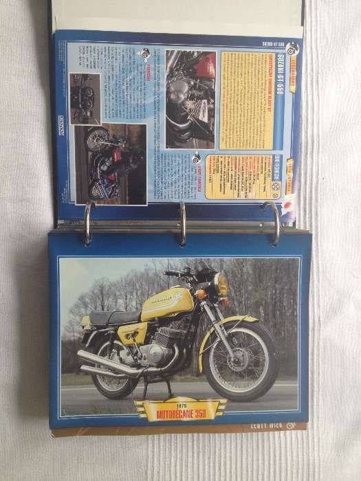 Kolekcjonerskie karty z motorami, w segregatorze, motory - opisy