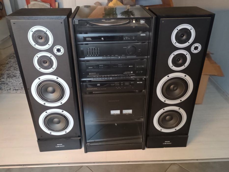 Wieża system Hifi stereo Philips 530W gramofon CD magnetofon tuner