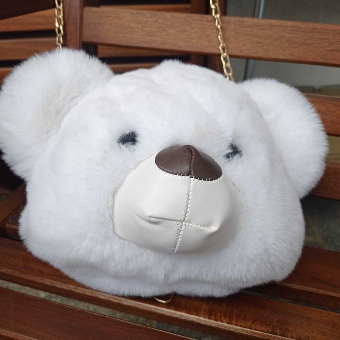 Biała torebka Plecak miś na łańcuszku NOWY Przytulanka 30/22/15cm