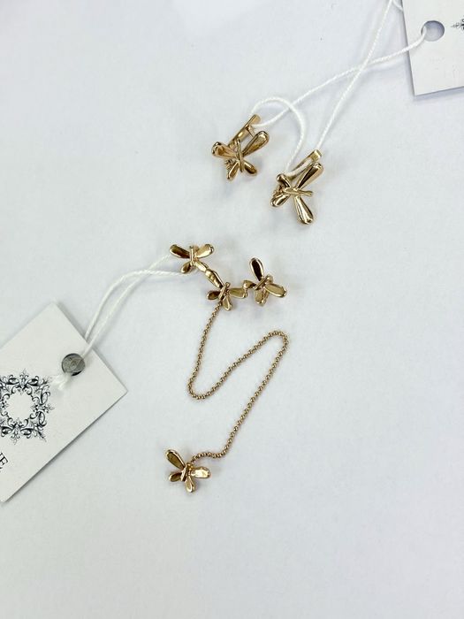 Набір золотих прикрас, сережки та підвіс 585