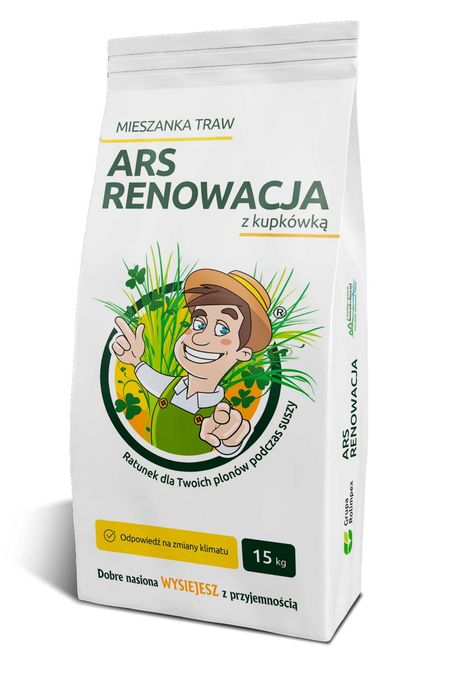 ARS Renowacja, mieszanka traw z kupkówka, ilość 15 kg na suche gleby