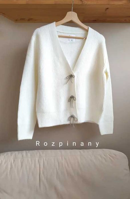 Sweter śmietankowy kardigan XS rozpinany