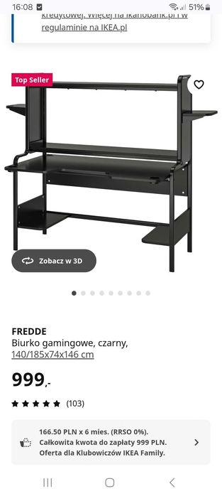 Biurko gamingowe, Czarne