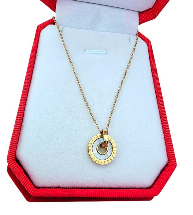 Naszyjnik FOREVER LOVE z masą perłową STAL CHIRURGICZNA 316L