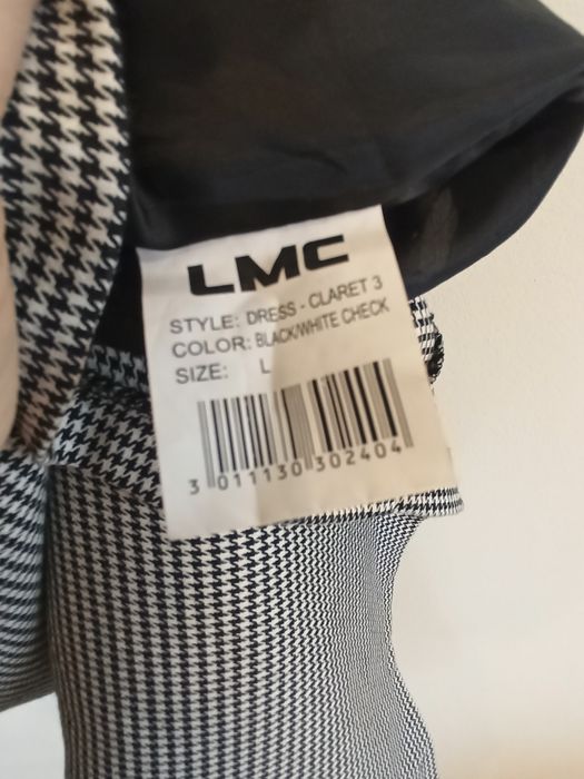 Czarna biała sukienka w pepitkę kratkę LMC na święta sylwestra LMC L/4