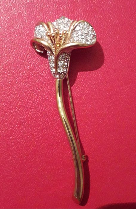 Редкая брошь цветок заколка украшение бижутерия стразы