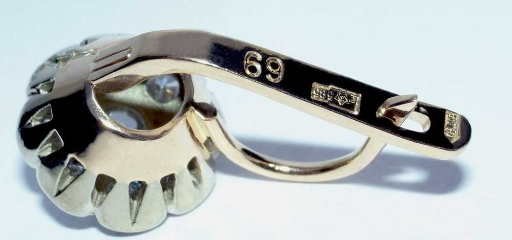 Серьги МАЛИНКА с бриллиантами золото СССР