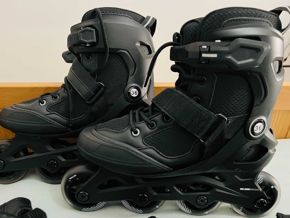 Patins Oxelo Tam. 36 + Kit de Proteção Feminino (Novo) – 70€