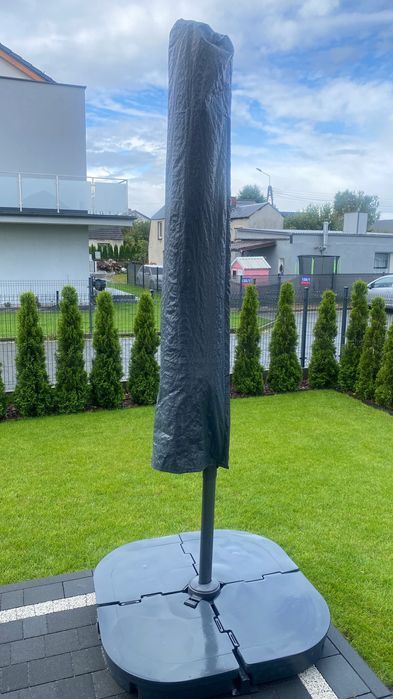 Parasol ogrodowy okrągły śr. 300 cm + pokrowiec + stabilna podstawa