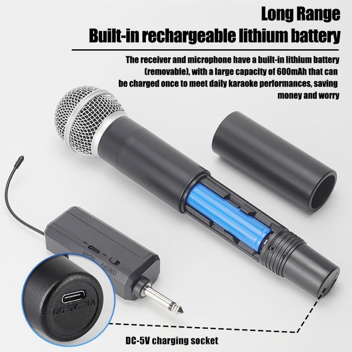 Радиомикрофоны с аккумуляторами.