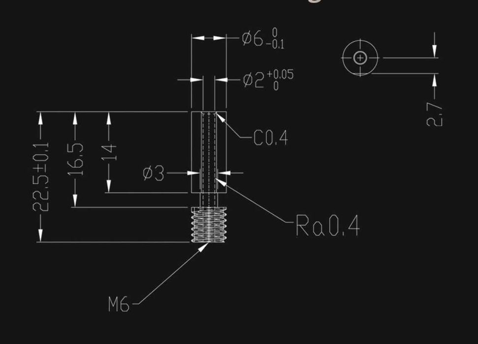Heat Break em Titânio e Cobre BI-METAL para impressora 3D M6