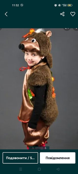 Костюм вовка, ведмедика, сніговика, їжачка