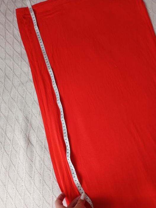 BEBE XS efektowna wyjściowa czerwona długa sukienka maxi stan idealny