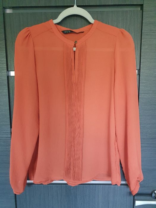 Koszula Zara 40/L elegancka pomarańczowy lejąca bufka rekaw