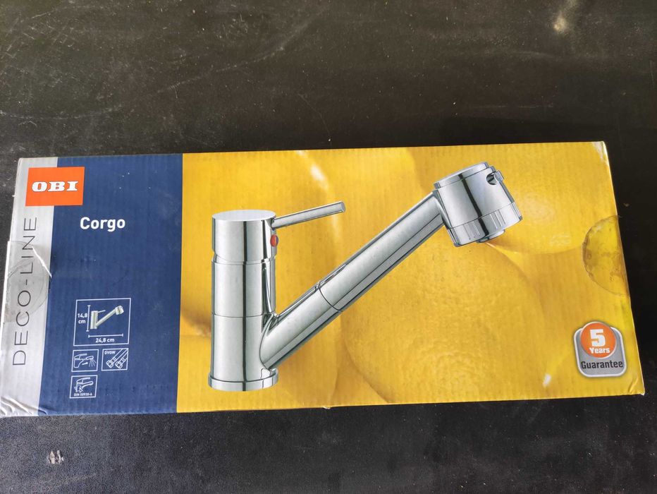 NOWA stojąca bateria kuchenna z wyciąganą wylewką chromowana NOWOCZESN