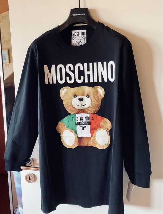Sukienka/tunika Moschino z misiem na przodzie, czarna 38