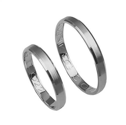 Obrączki ślubne z białego złota p.585 / fazowane/ 3mm