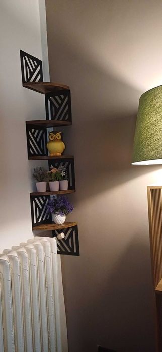 Loftowa narożna dekoracja ścienna kwietnik wzór