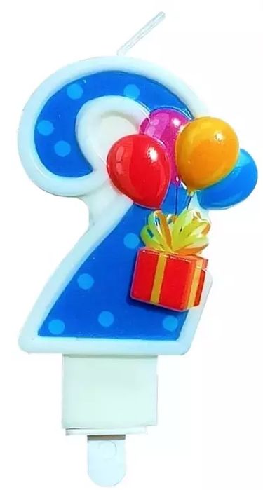Świeczka urodzinowa z balonami - cyferka 2