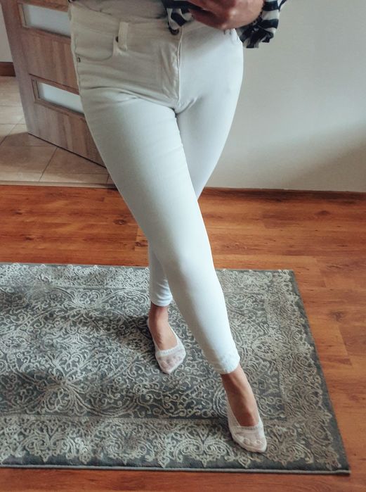 Spodnie damskie jeansowe białe, rurki, r.36, ANDŻELA
