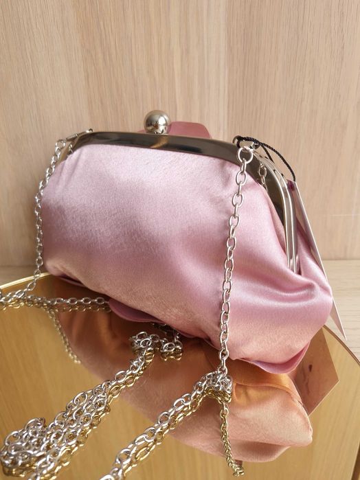 Torebka Różowa Z Różą Kwiatem Do Ręki Na Ramię Kopertówka Wesele