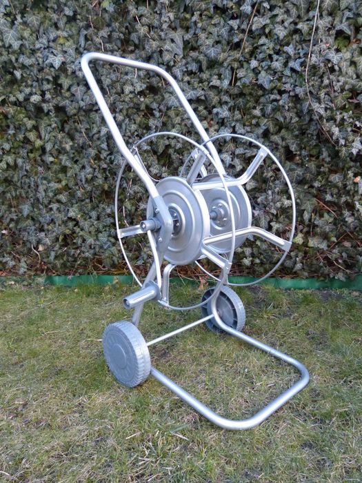 Wózek na wąż ogrodowy metal solidny zwijacz 1/2 100m lub 3/4 50m