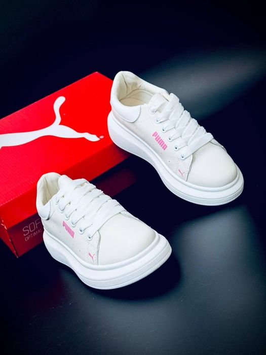 Женские кроссовки пума белые кожаные кросовки стильные puma