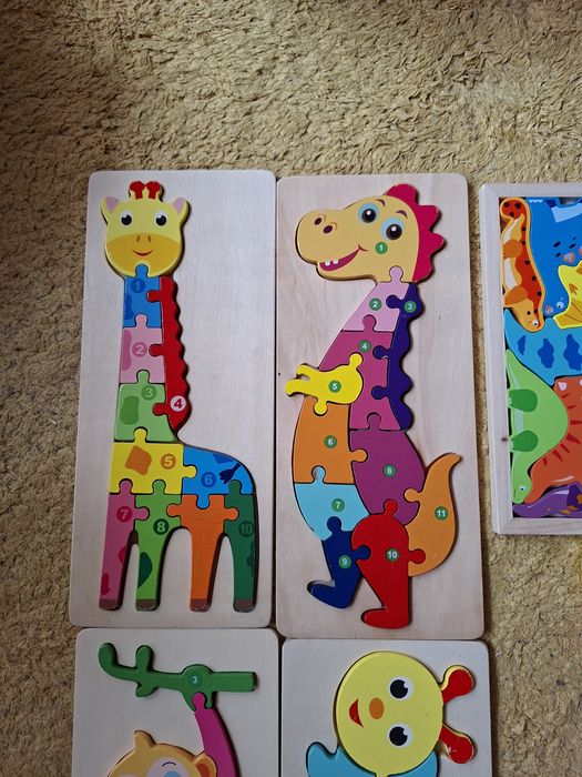 6 puzzles de madeira para criança