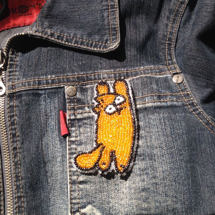 Брошка  из бисера бусин, Кот Саймон ,Мухомор