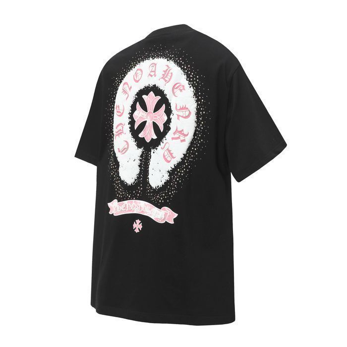 CHROME HEARTS футболка мужская оверсайз черная с розовым унисекс