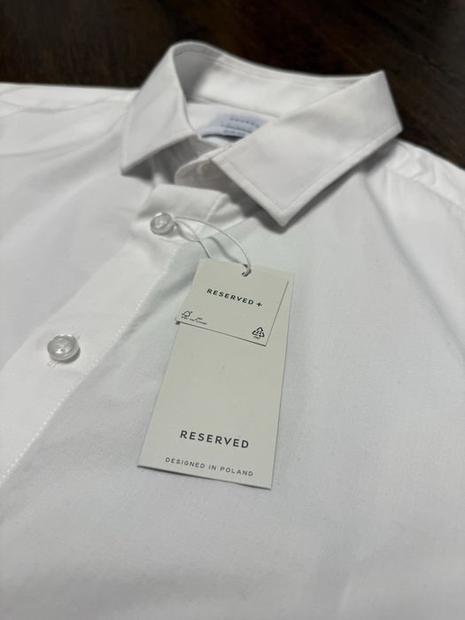 Koszula Męska Reserved Biała White Slim Fit Elegancka Klasyczna Basic