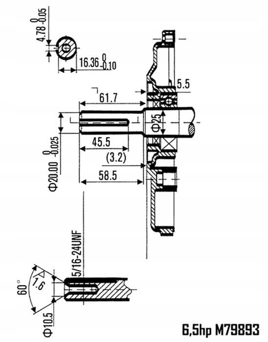 SILNIK spalinowy MARPOL 7KM 20MM + sprzęgło olej