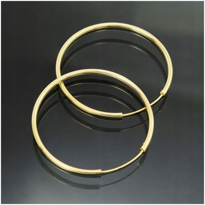 Pozłacane Kolczyki Ze Stali Chirurgicznej, Duże Złote Koła 4,5 Cm Prez