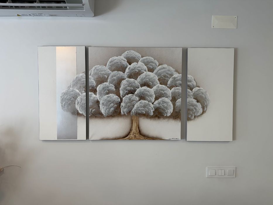 Quadro Decorativo para Sala - Cinza e Arvore