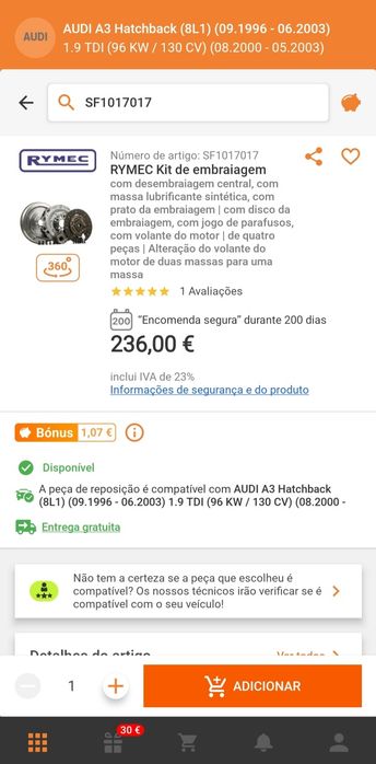 Disco embraiagem monomassa novo 1.9tdi PD