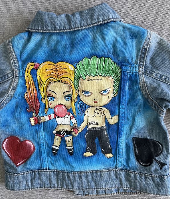 Kurtka jeansowa H&M custom ręcznie malowana r.80