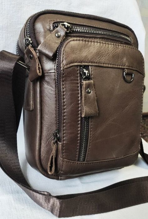 Кожаная мужская Сумка-Бврсетка. Коричневая и Черная
