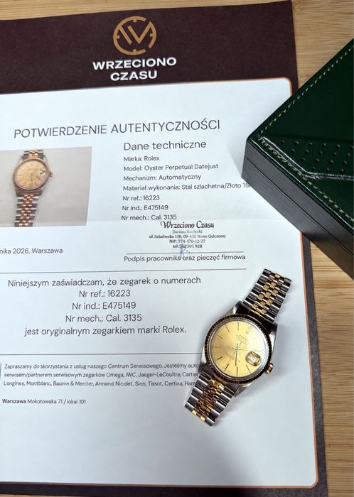 Rolex Datejust 36 mm  Jak Nowy ref. 16223 box + certyfikat