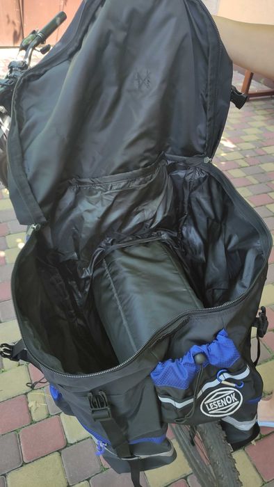 Велобаул LESENOK 80L 3-в-1, велосипедна сумка велоштани велосумка