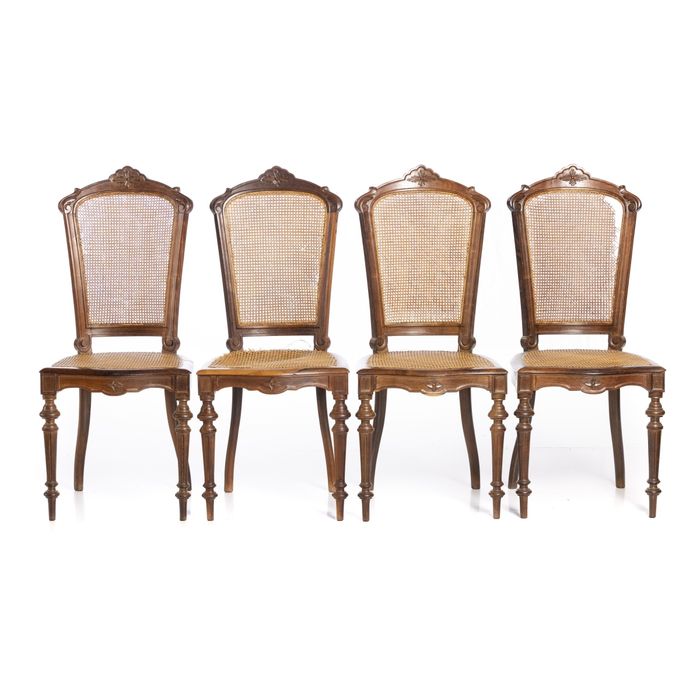 Móveis - Conjunto de quatro cadeiras; em pau-santo - Século XIX