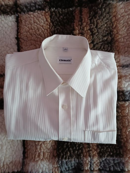 Elegancka koszula męska kołnierzyk 43 wzrost 182-188 kremowa