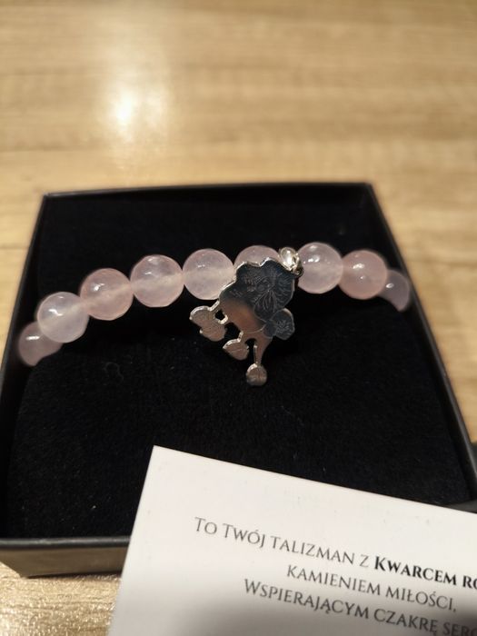 Bransoletka ZoZo Design na gumce kwarc różowy pudelek piesek nowa